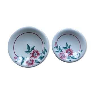 Set of 2 round serving dishes with round cap Sarreguemines model Monceau