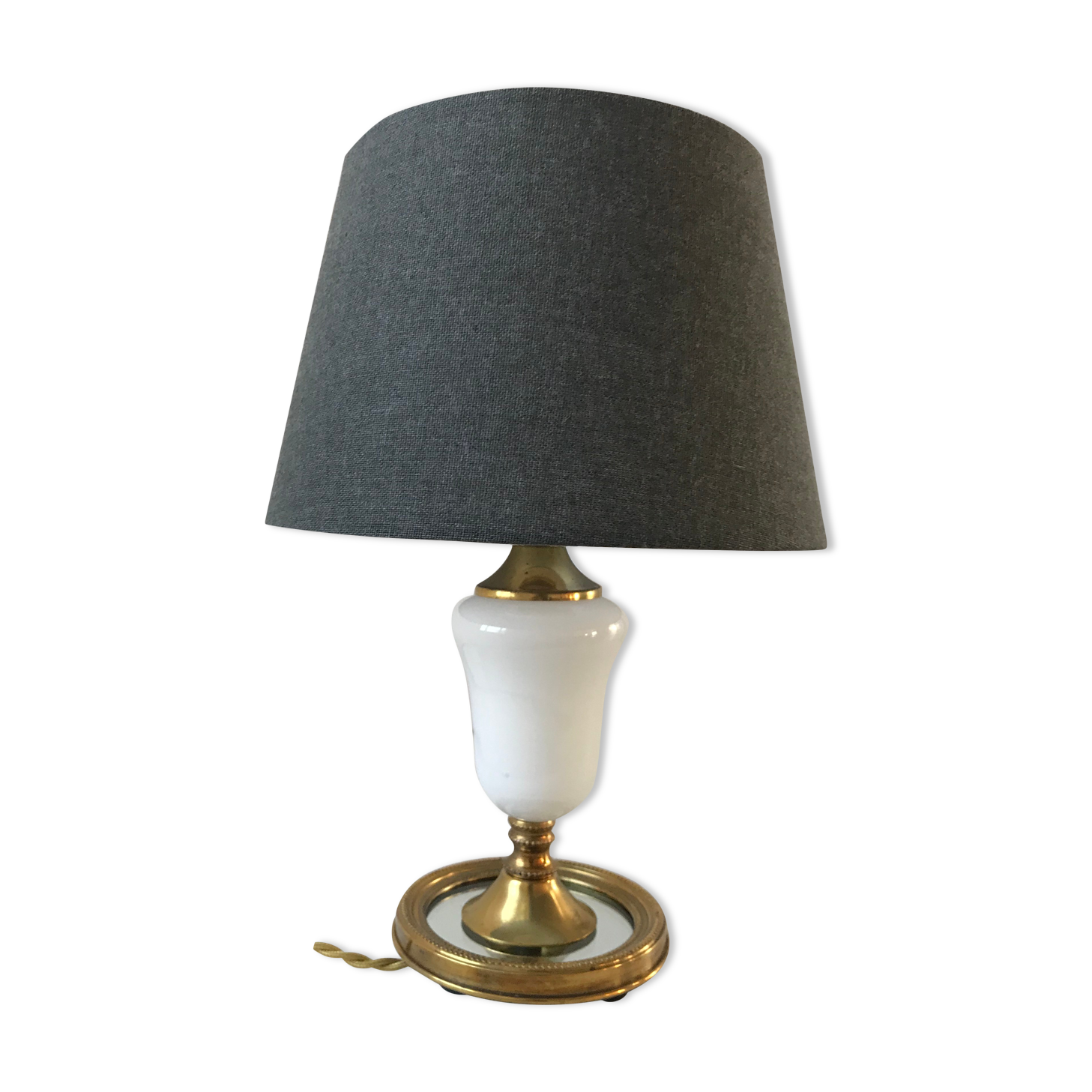 Lampe à poser en albâtre et laiton années 50