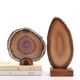 Two agate slices on wooden base, 1970s