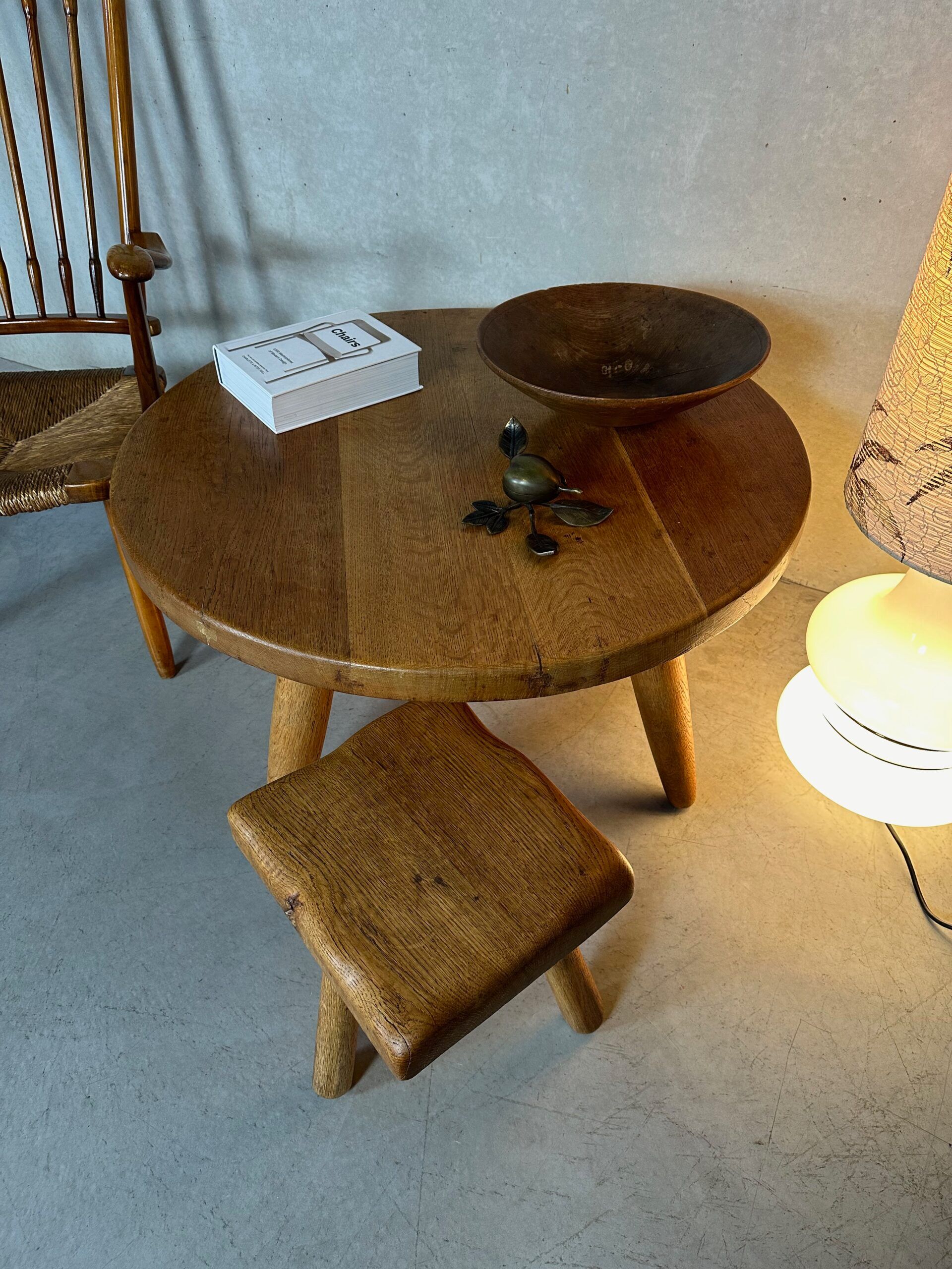 Vintage oak stool – tripod