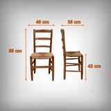 Set of 4 rush-seated chairs in cherry wood – late 19th century