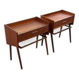 Danish teak bedside tables with rope shelves, 1967, set of 2