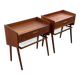 Tables de chevet danoises en teck avec étagères à cordes, 1967, lot de 2