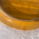 Flat round tray in slip with braided pattern signed FPP Vallauris J19 France vintage