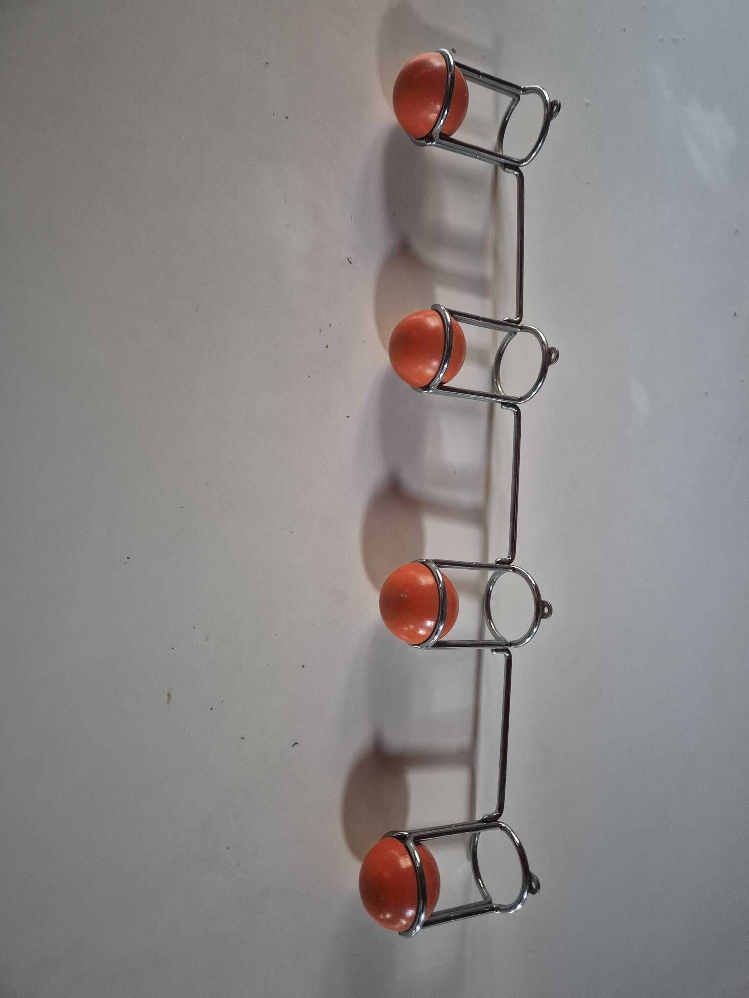 vintage metal coat rack with orange ball 1970s