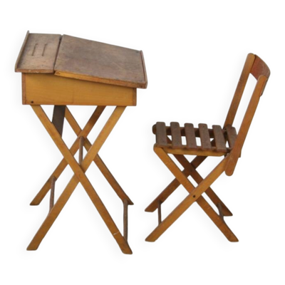 Ensemble bureau pupitre d’enfant et sa chaise pliants