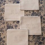 7 napkins with embroidered initials ML