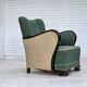 1960s, Danish armchair, green and beige furniture wool.
