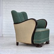 1960s, Danish armchair, green and beige furniture wool.