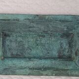 Ancien rare cendrier en bronze - belle patine verte - signé objet rare unique