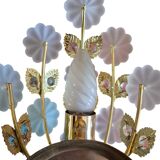 Pair of Banci Florence gold metal and crystal flower wall sconces