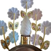 Pair of Banci Florence gold metal and crystal flower wall sconces