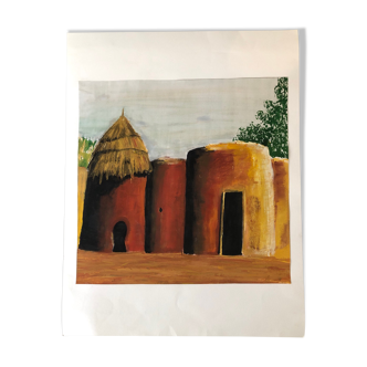 Gouache on paper “African huts”