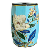 Large Japanese-style garden stool in turquoise glazed ceramic.