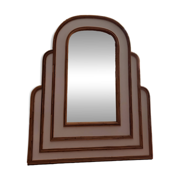 Miroir monumental Hollywood Regency tropical en canne de bambou, atr
