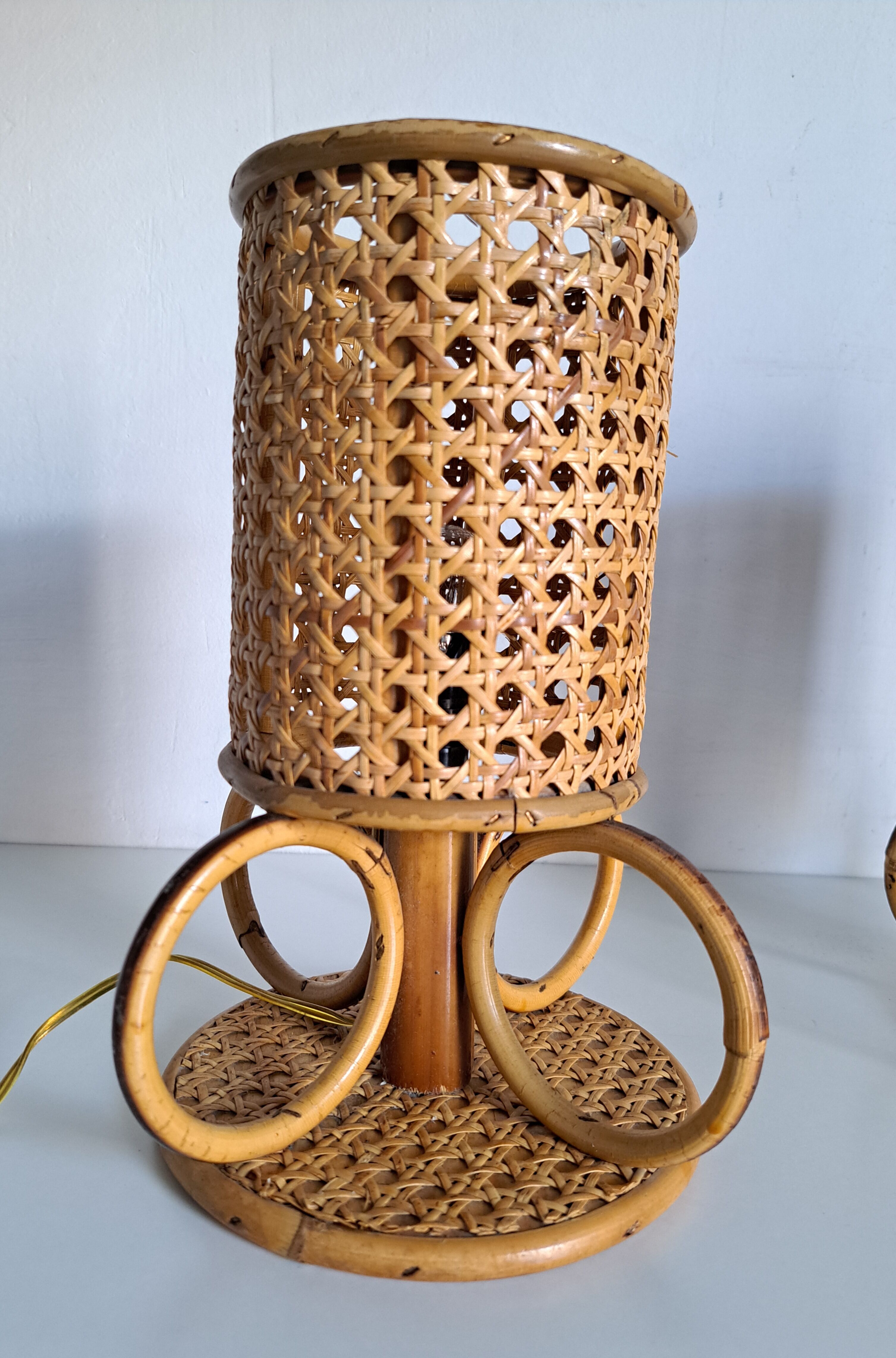 Paire de lampes de chevet bambou