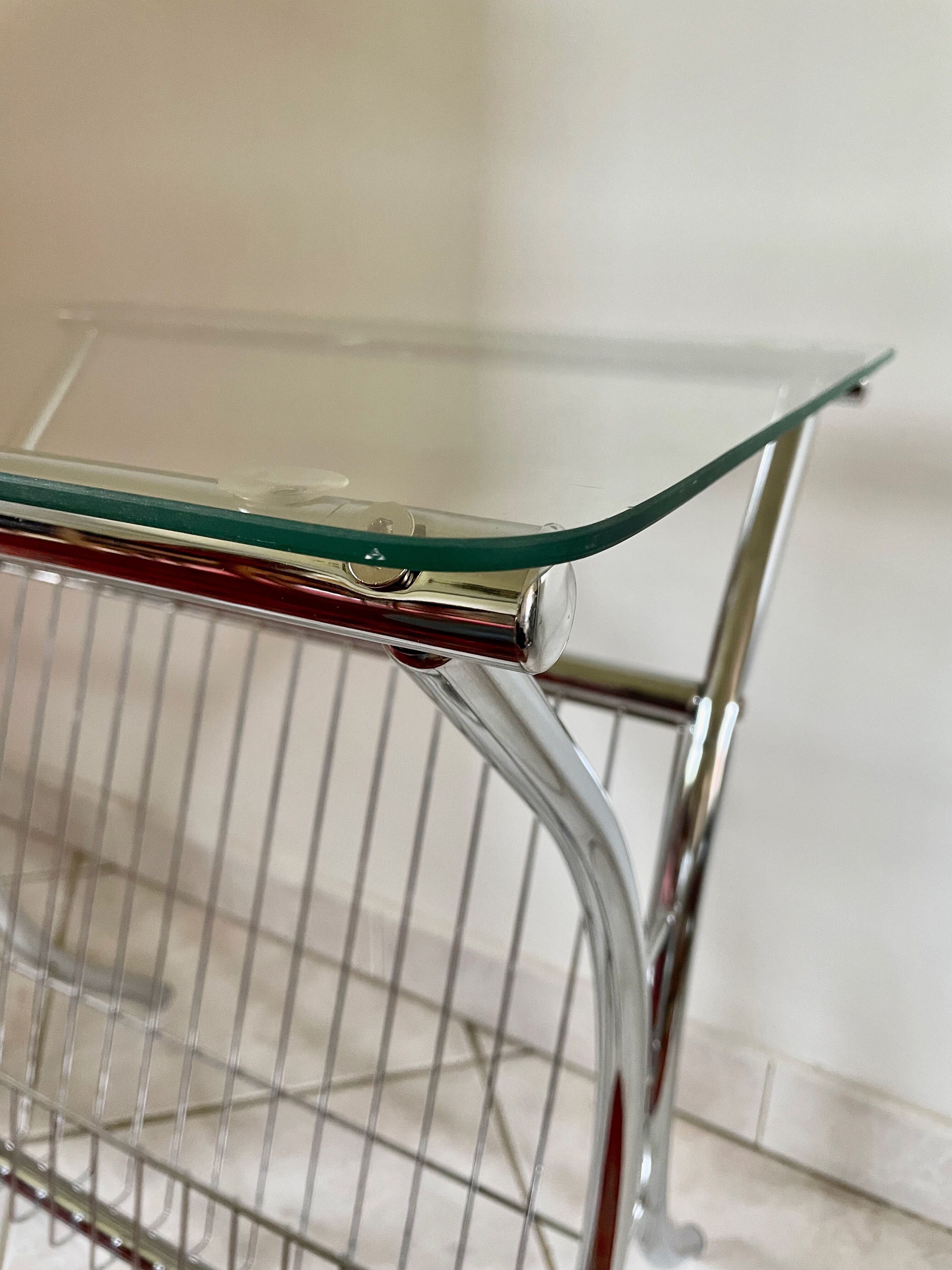 End of sofa magazine holder chrome 1970