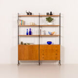Wall unit, Scandinavian bookshelf in oak, 1970s.