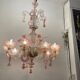 Large Venetian Pink Murano Glass Chandelier 1960’s