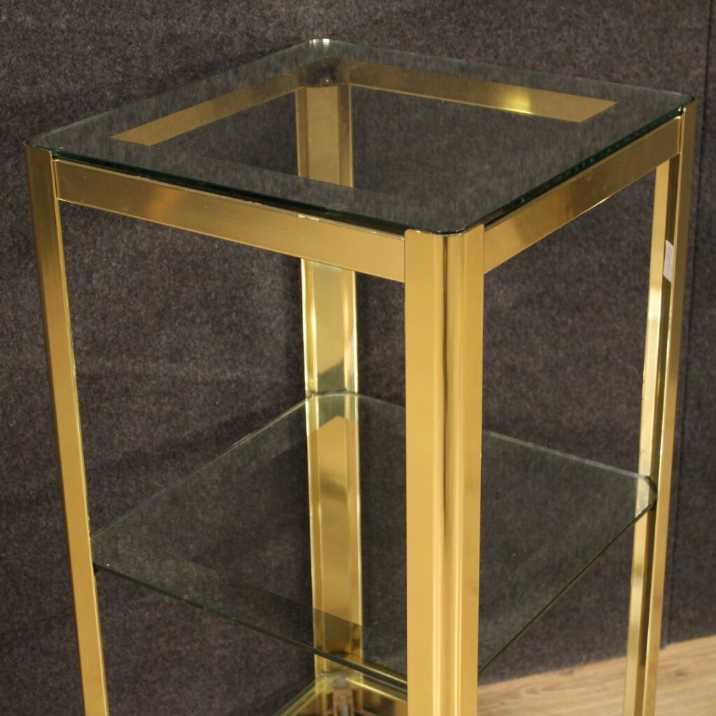 Design coffee table in golden metal from the 80s