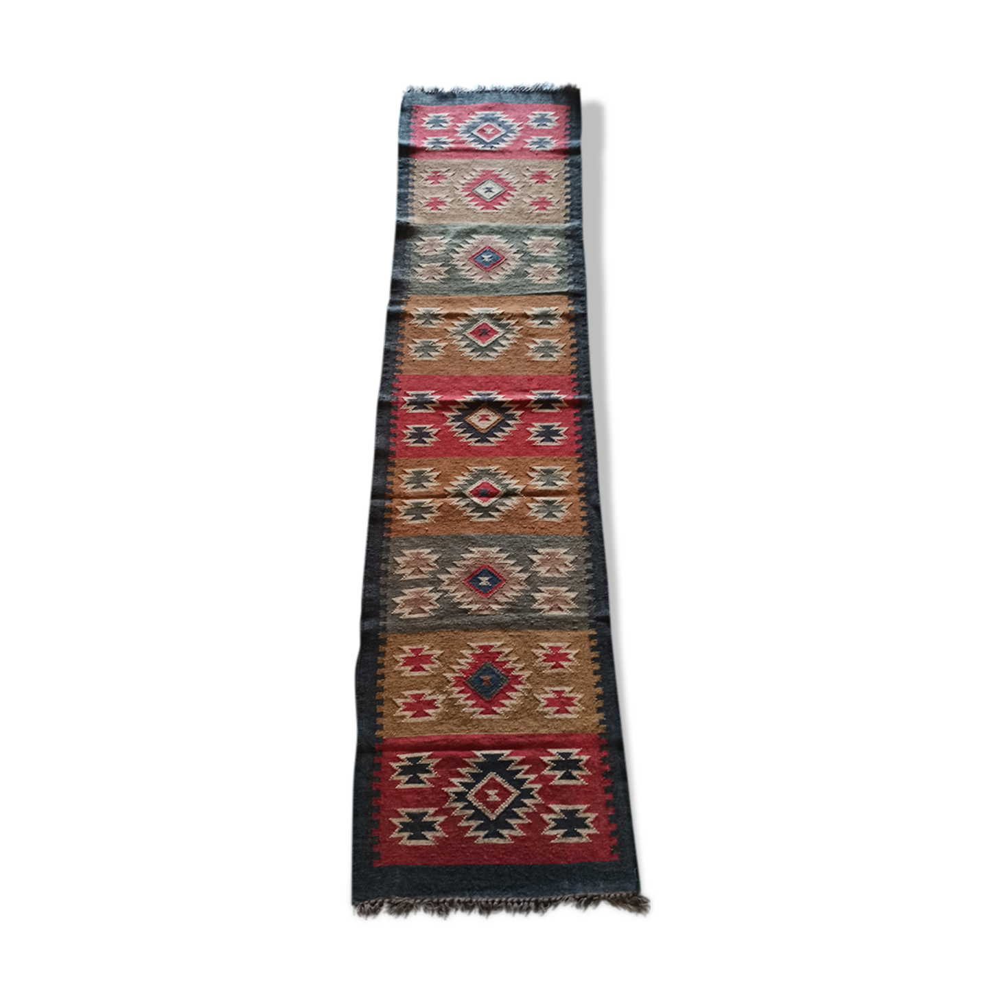 Kilim carpet in burlap and cotton. 76cm x 310cm