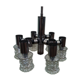 Vintage ceiling lamp in chrome plated and glass cut from targetti 1970 - 6 lamps