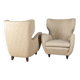 Pair of vintage 1950s armchairs in white fabric, Italian design