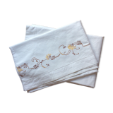 Paire de drap métis Broderie main - vintage