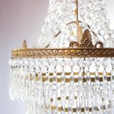 Lustre en bronze doré et pampilles