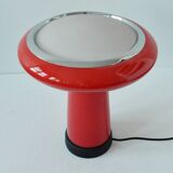 Glass table lamp in red and white glass by Hiemstra Evolux. Netherlands, 1960's