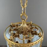 Louis XVI style lantern in gilded bronze and engraved glass, 20th century.