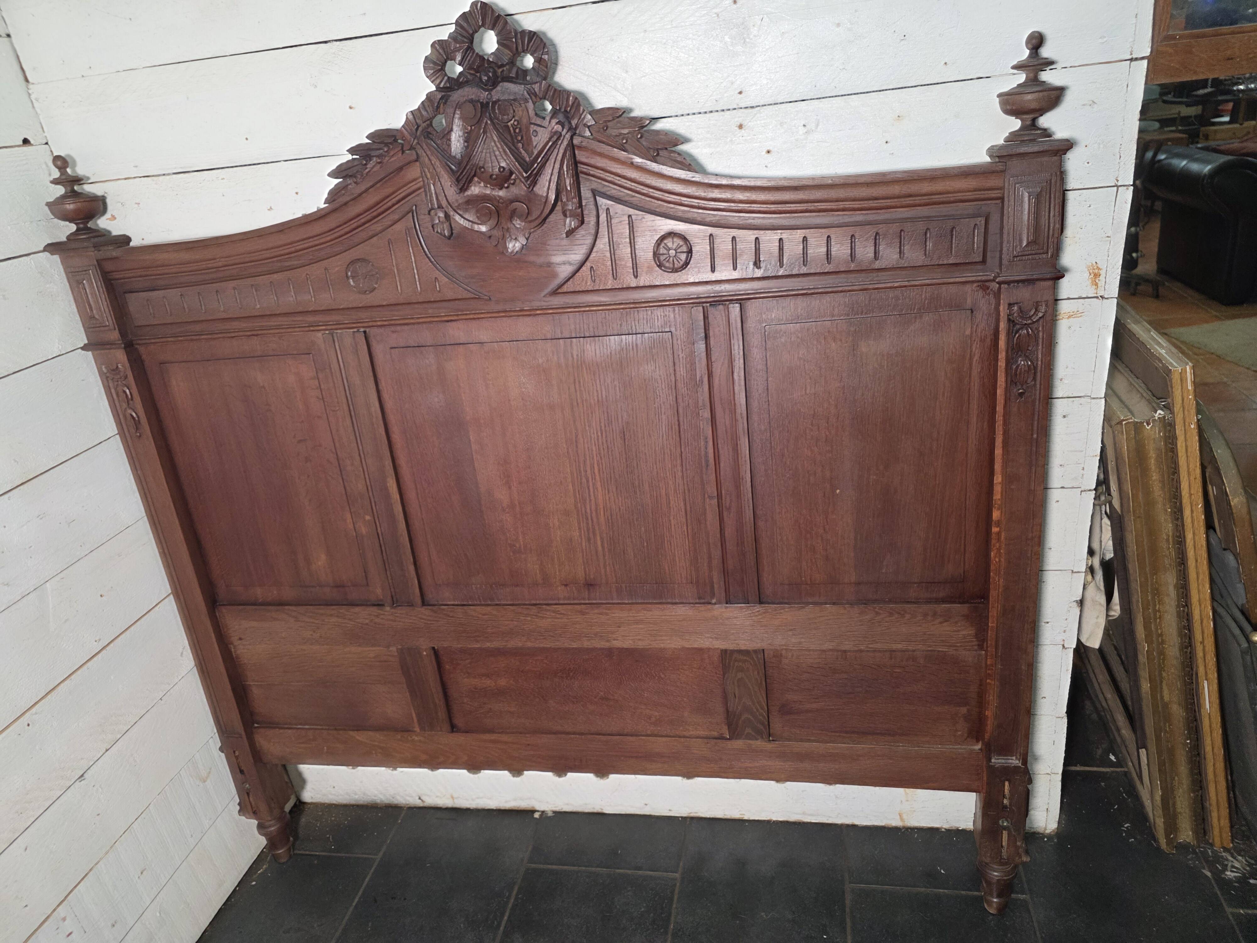 Antique solid oak headboard