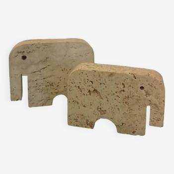 Two travertine elephants, Fratelli Mannelli, Italy, 1970s