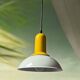 Vintage 80s Yellow Ceramic Pendant Lamp by Imago Italy - New Old Stock