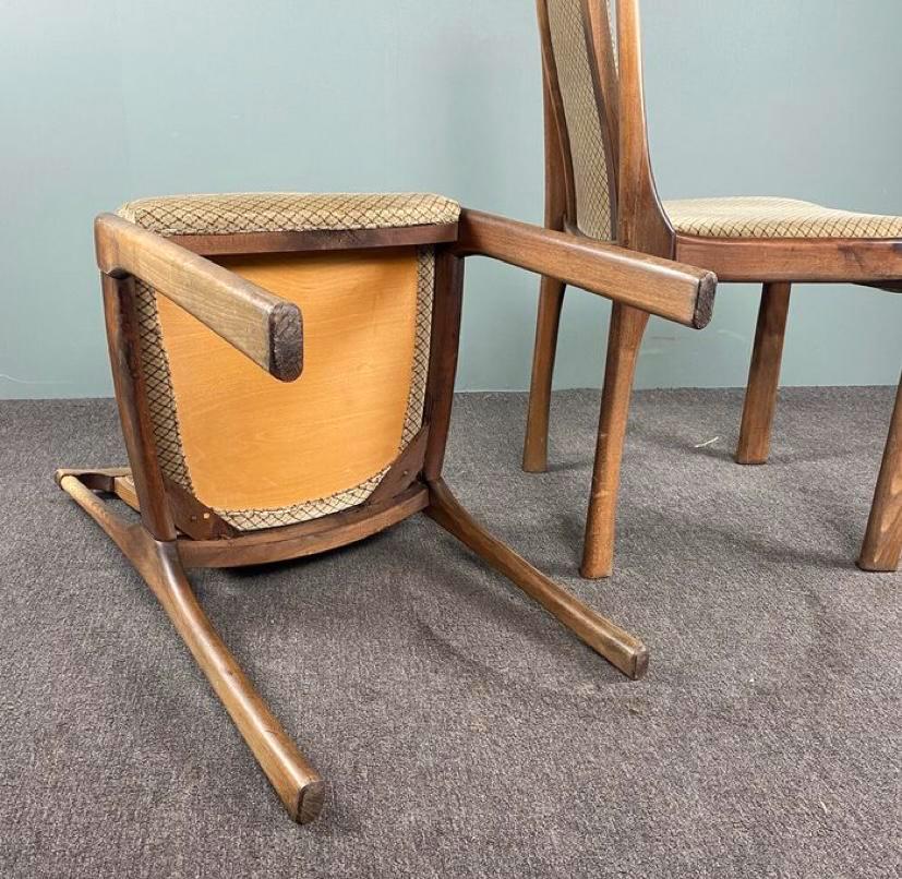 Set of 4 vintage wooden dining chairs 60s