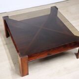 Scandinavian rosewood and glass coffee table Mobelintarsia - 1960