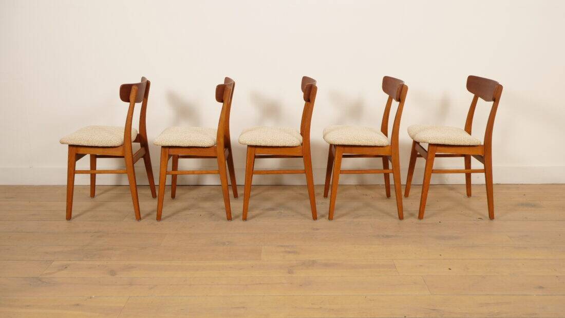 5 x dining chair | Farstrup | Model 210 | Restored | Cream/yellow