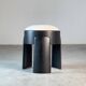 Sculptural Black Ash Wood Stool with Dedar Milano Bouclé Ivory by FORME