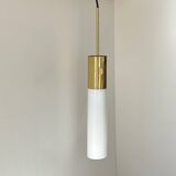 Vintage brass and opaline pendant light, Limburg, Germany 1960s