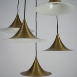 Fog & Morup, Midcentury Brass Pendant with Five Pendant Drops. Danmark 1960