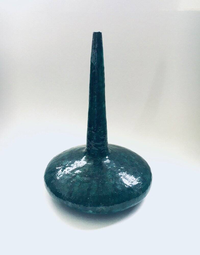 Handmade Art Pottery Ceramic Fluted Vase, Belgium, 1970s