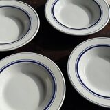 Set of 4 Italian deep plates Ceramica Quadrifoglio with blue rim D22