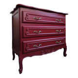 Vintage chest of drawers restyled in Bordeaux red