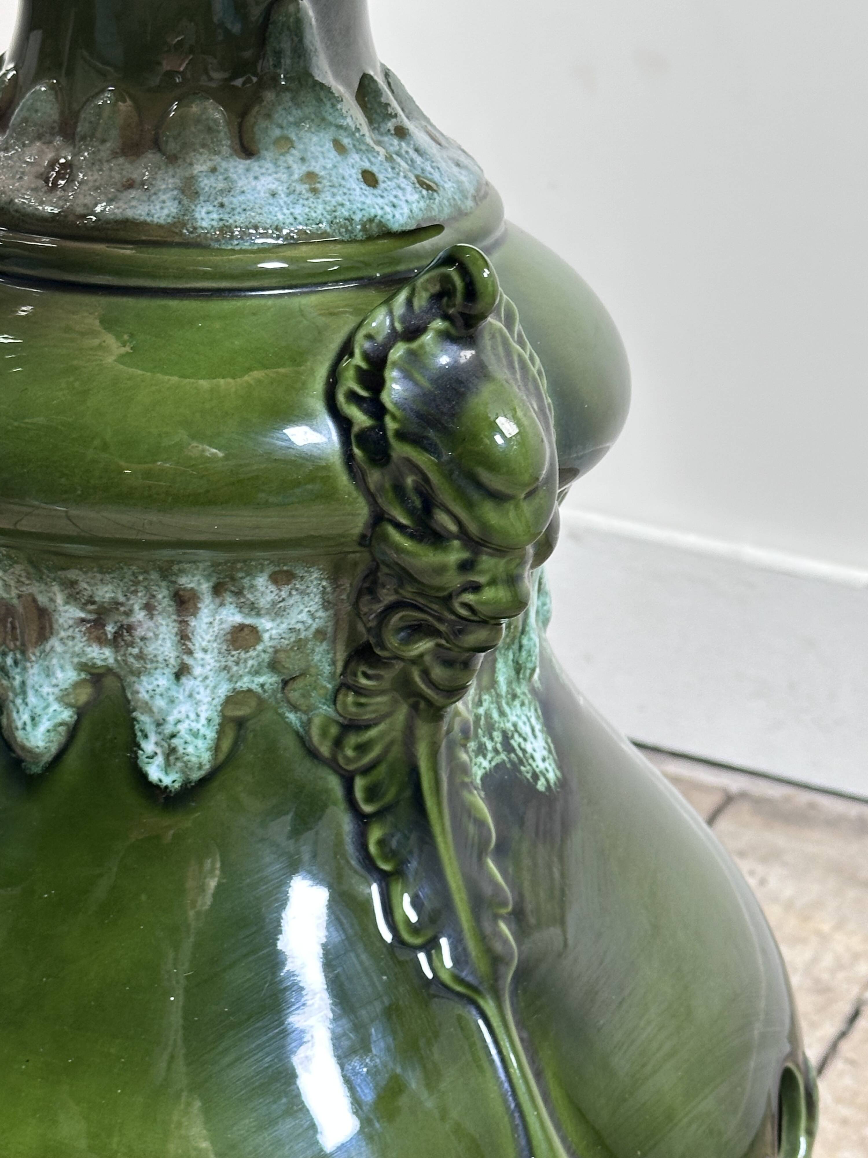 Vintage 1960s shaded green ceramic lamp