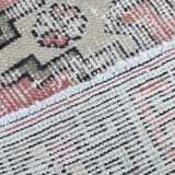 Tapis turc Antique en laine fait à la main, 4x9 nuances de rouge et jaune, 129x267Cm