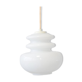 Large vintage suspension lamp in white opaline