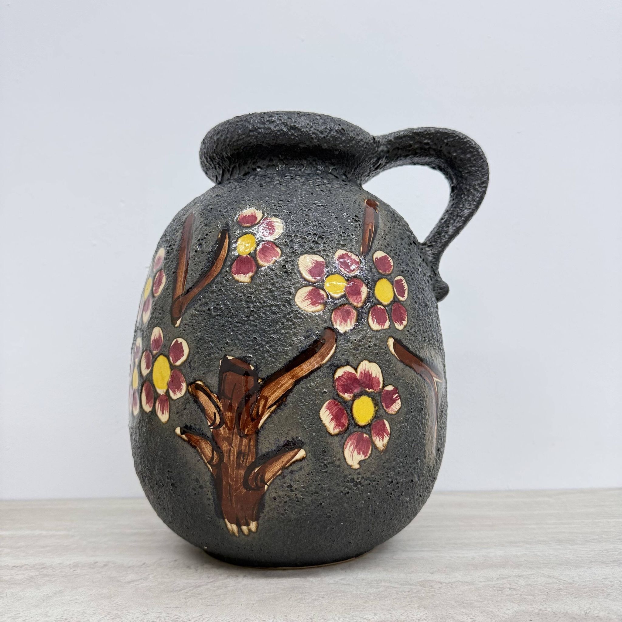Mid-century design ceramic Scheurich vase with blossom , 1970’s