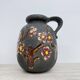 Vase en céramique Scheurich de design du milieu du siècle avec des fleurs, années 1970.