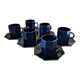 6 cups with black octagonal shaped cups esso collection