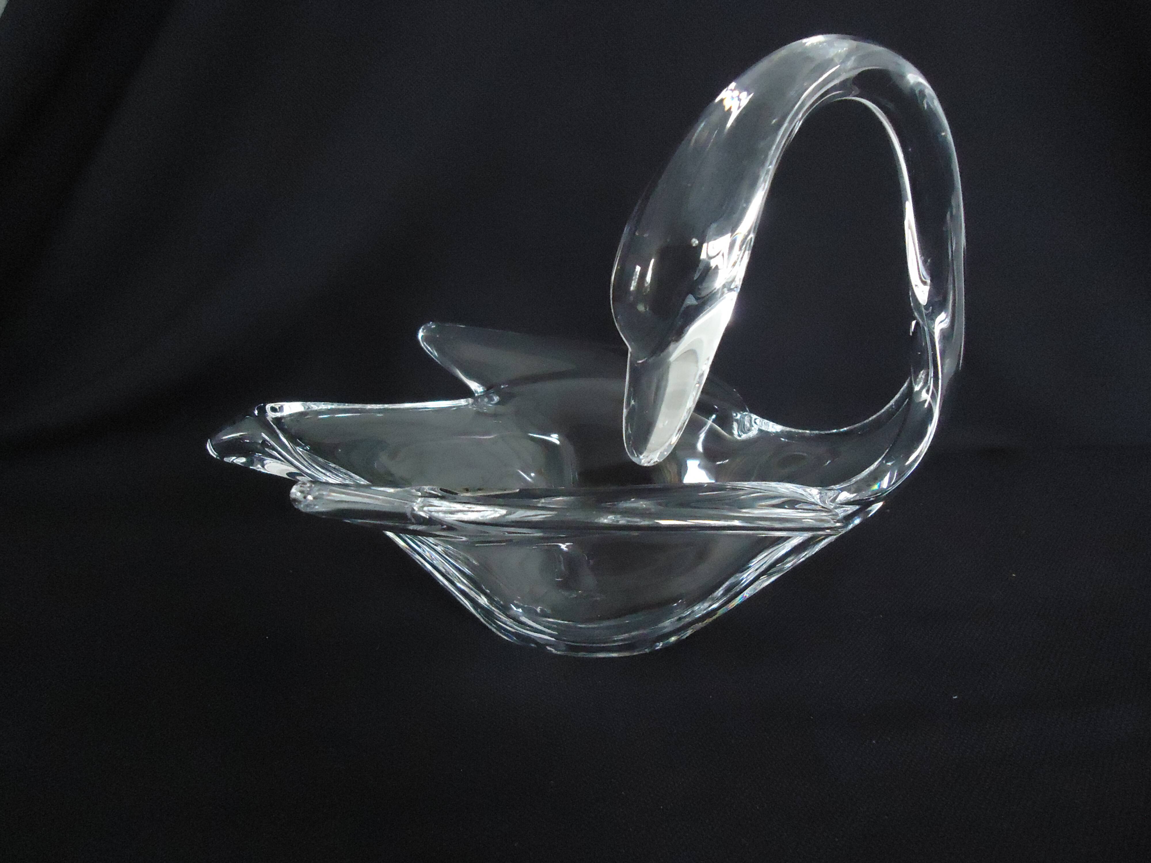 Coupe Vide-poche cristal de Vannes Le Châtel en forme de Cygne
